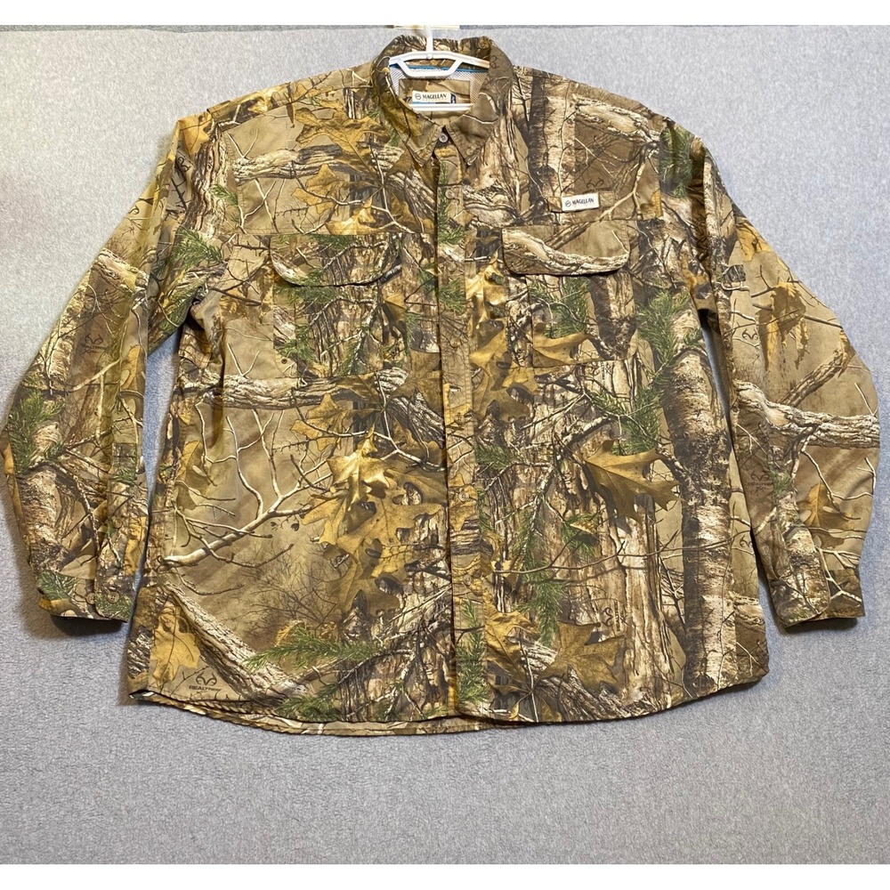 Magellan Fishing Shirt Mens 3XL Camo Realtree Xtra Long Sleeve Outdoors EUC